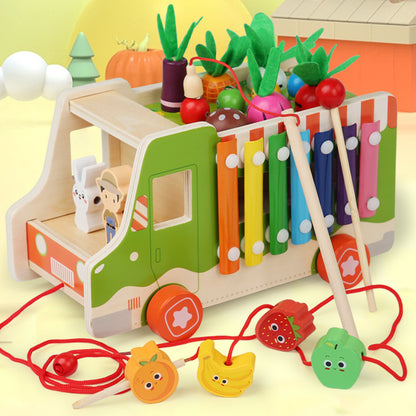 Wooden Montessori Toys Multifunctional Pulling Radishes Farm Toy 6