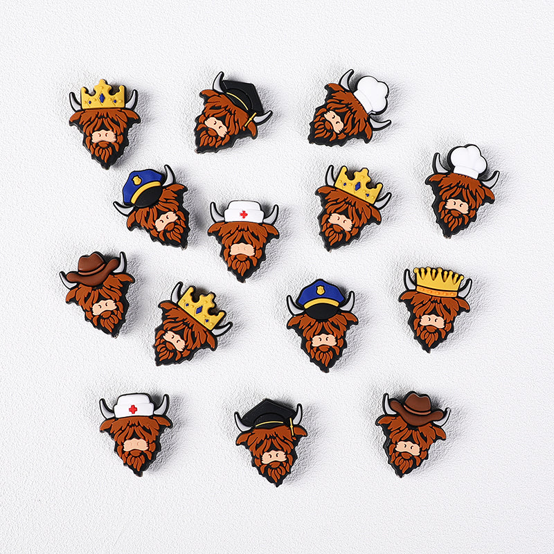 Silicone Focal Beads Seven Professions Highland Cattle Front Facing 3