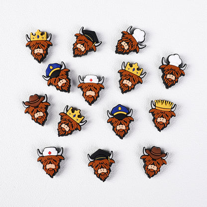 Silicone Focal Beads Seven Professions Highland Cattle Front Facing 3