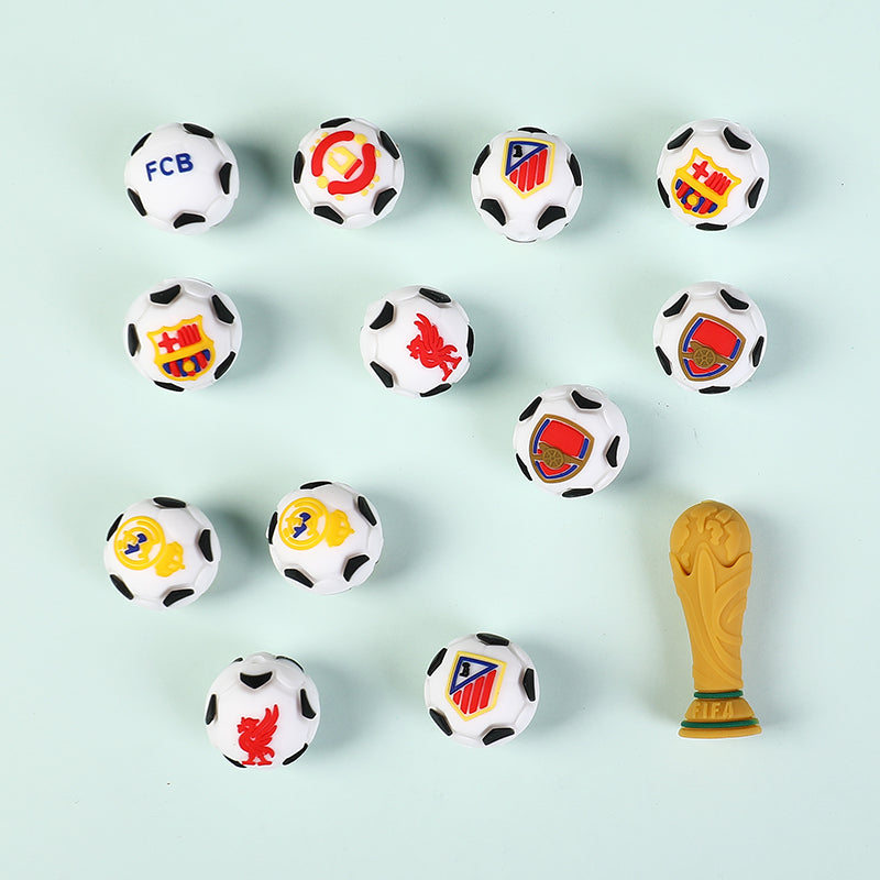 20pcs Silicone 3D Focal Beads World Cup Football Trophy and Soccer Ball Design 5