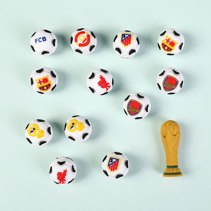 20pcs Silicone 3D Focal Beads World Cup Football Trophy and Soccer Ball Design 5
