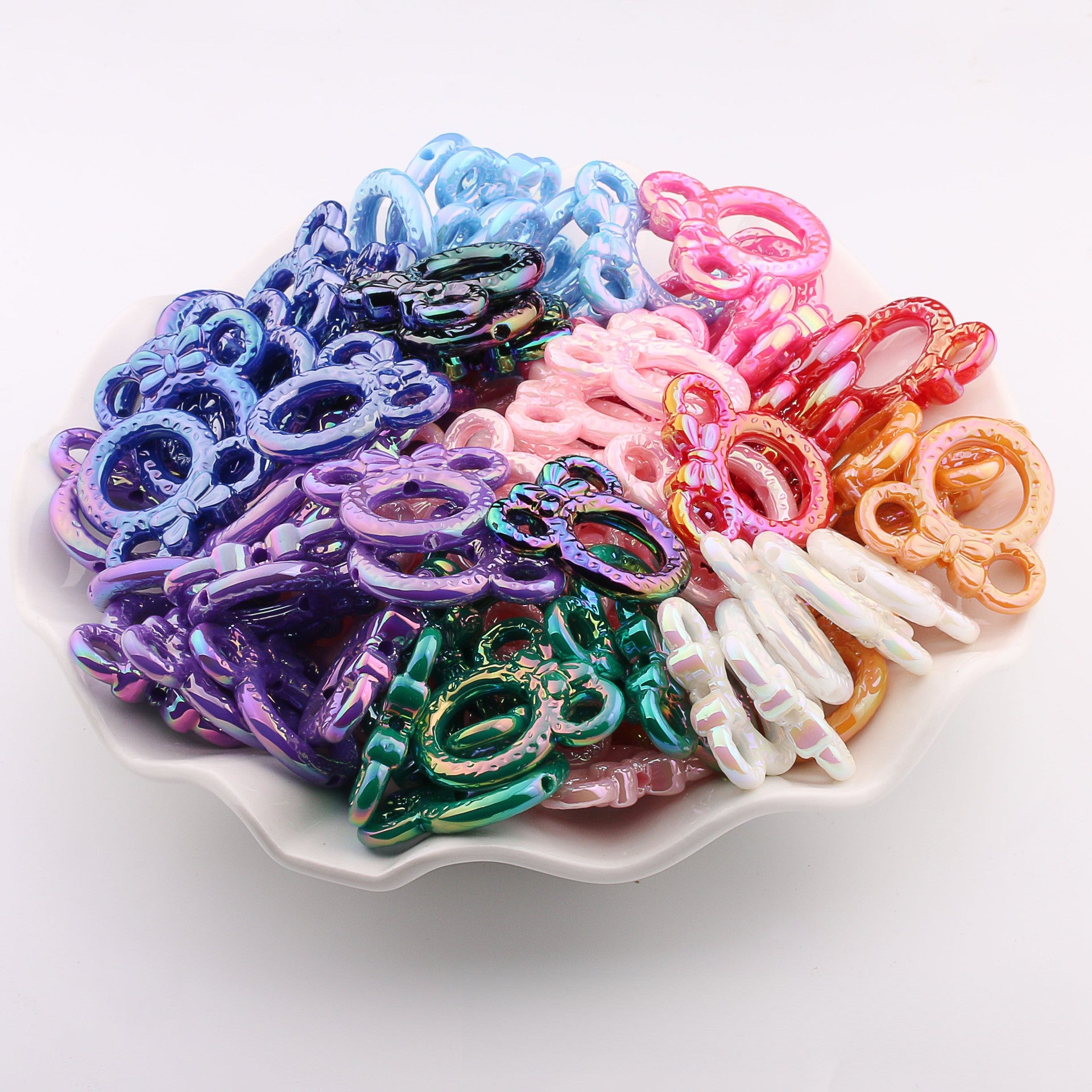 2Pcs 34x37mm Deep UV Color Plated Mickey Ring Head Acrylic Beads 4