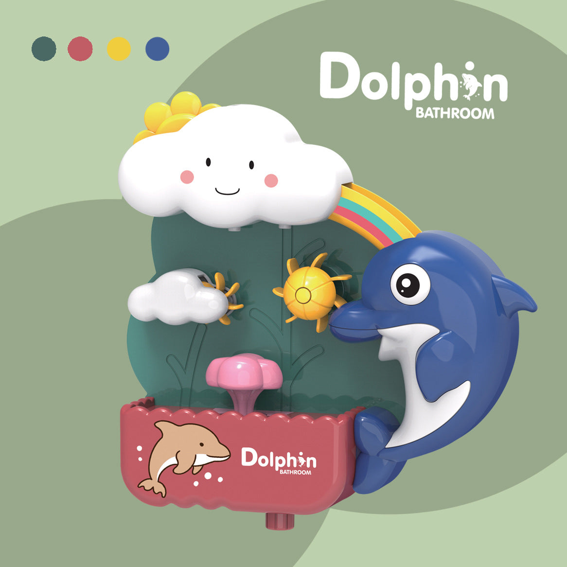 Dolphin Waterwheel Suction Cup Bath Toy for Toddlers 3