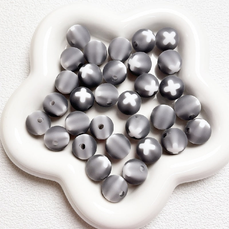 10pcs 16mm Bicolor Round Acrylic Beads DIY Bracelet Making 9