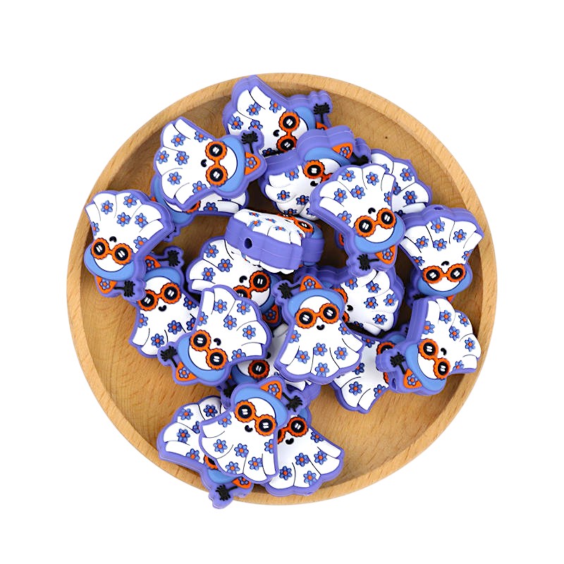 20Pcs Silicone Focal Beads Halloween Cute Ghost Gone With The Wind 3