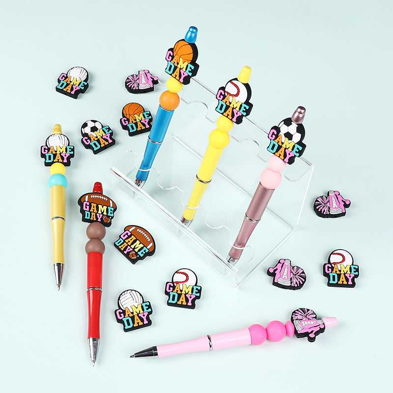 Silicone Focal Beads Ball Game Match Day Printed Text Design 10