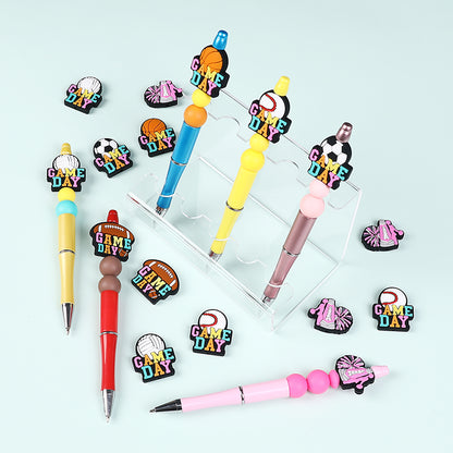 Silicone Focal Beads Ball Game Match Day Printed Text Design 10