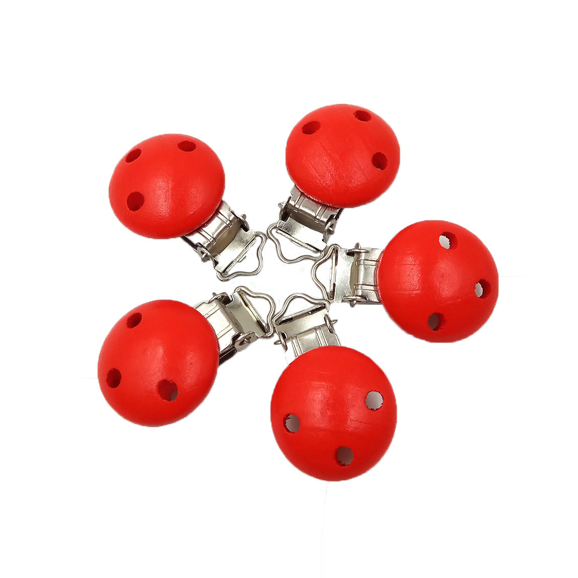 Wooden Pacifier Clip 30mm Three-Hole Round Teething Toy 8