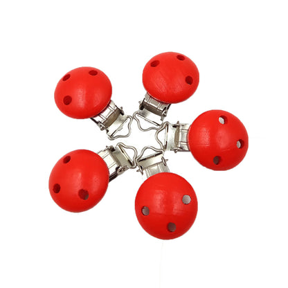 Wooden Pacifier Clip 30mm Three-Hole Round Teething Toy 8