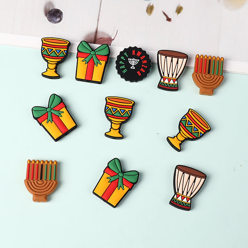 20Pcs Silicone Focal Beads Kwanza Festival Symbol Set 2