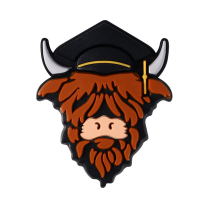 Silicone Focal Beads Seven Professions Highland Cattle Front Facing 15