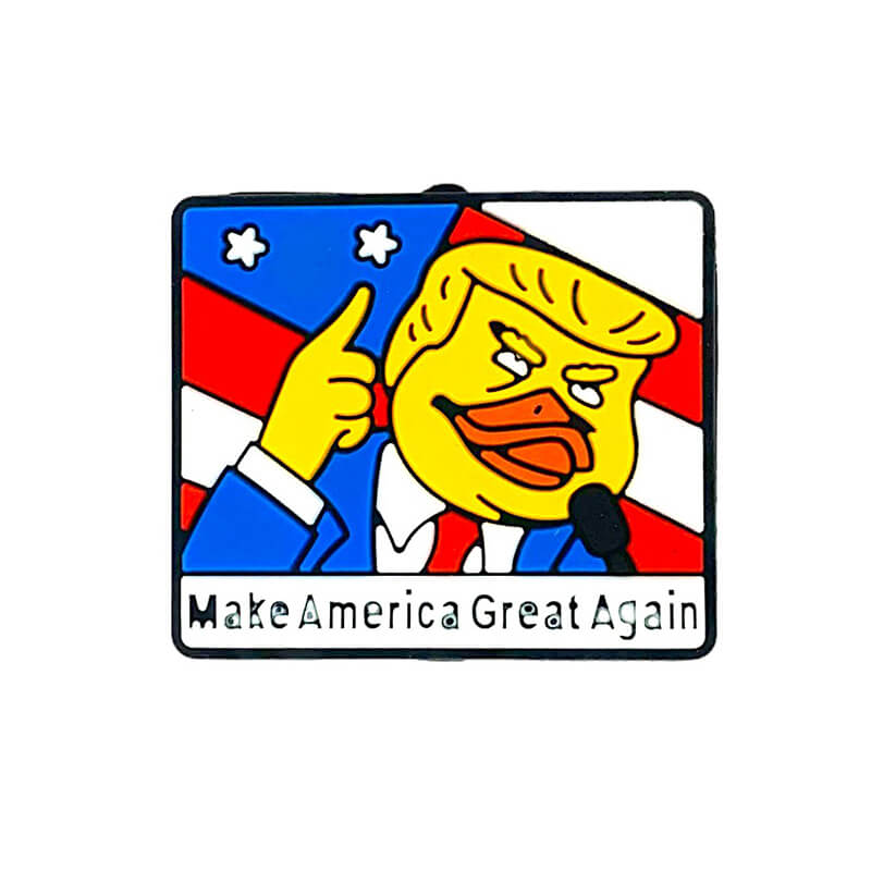 Silicone Focal Beads Yellow Duck Face with Blond Hair and American Flag