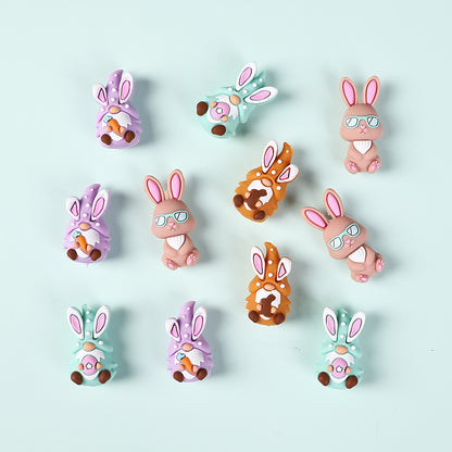 Silicone 3D Focal Beads Easter Bunny Holding Carrot Detail