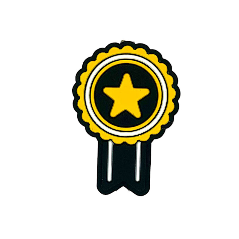 20pcs Silicone Focal Beads Medal With Star Center Ribbon Tail