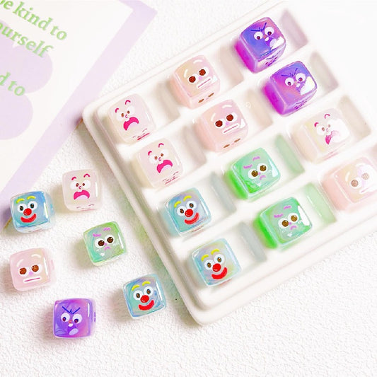 10pcs 14mm Funny Expression Square Acrylic Beads Jewelry Making