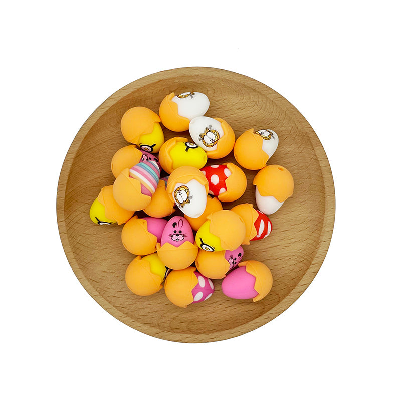 20pcs Silicone Focal Beads Cartoon Eggs in Cracked Shell Base 2