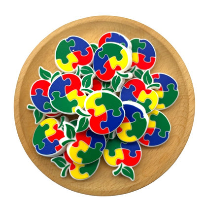 20pcs Silicone Focal Beads Puzzle Apple Multi Color Pieces 2