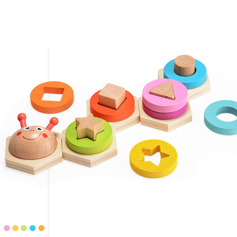 Wooden Caterpillar Matching Column Montessori Toy for Toddlers 2