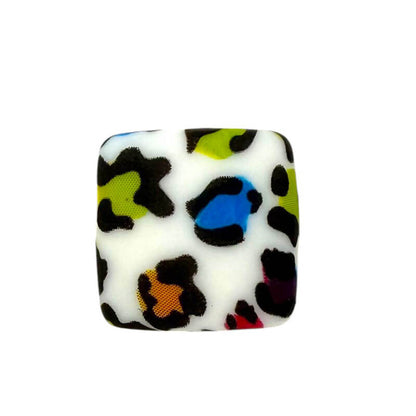 50pcs 13.5mm Printed Square Silicone Beads Variety Designs 4