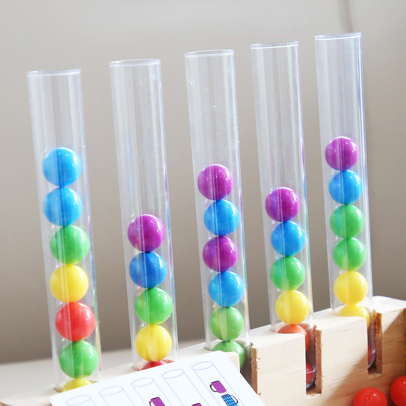 Wooden Montessori Toys Color Sorting Test Tube Beads 2