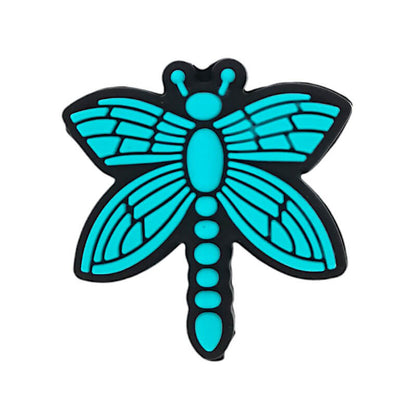 Silicone Focal Beads Blue Purple Colored Tail Dragonfly Side Profile 2