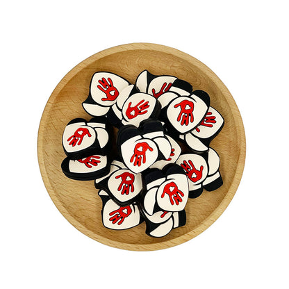20pcs Silicone Focal Beads Handprint Red Palm Design 2