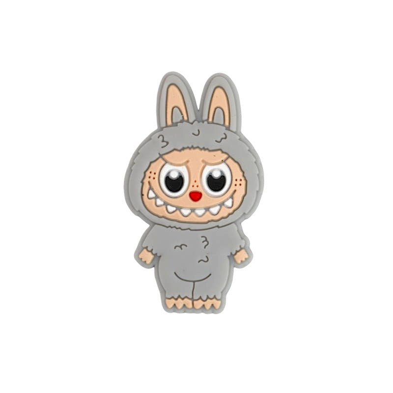 20Pcs Silicone Focal Beads Funny Character Bunny Suit Design 5