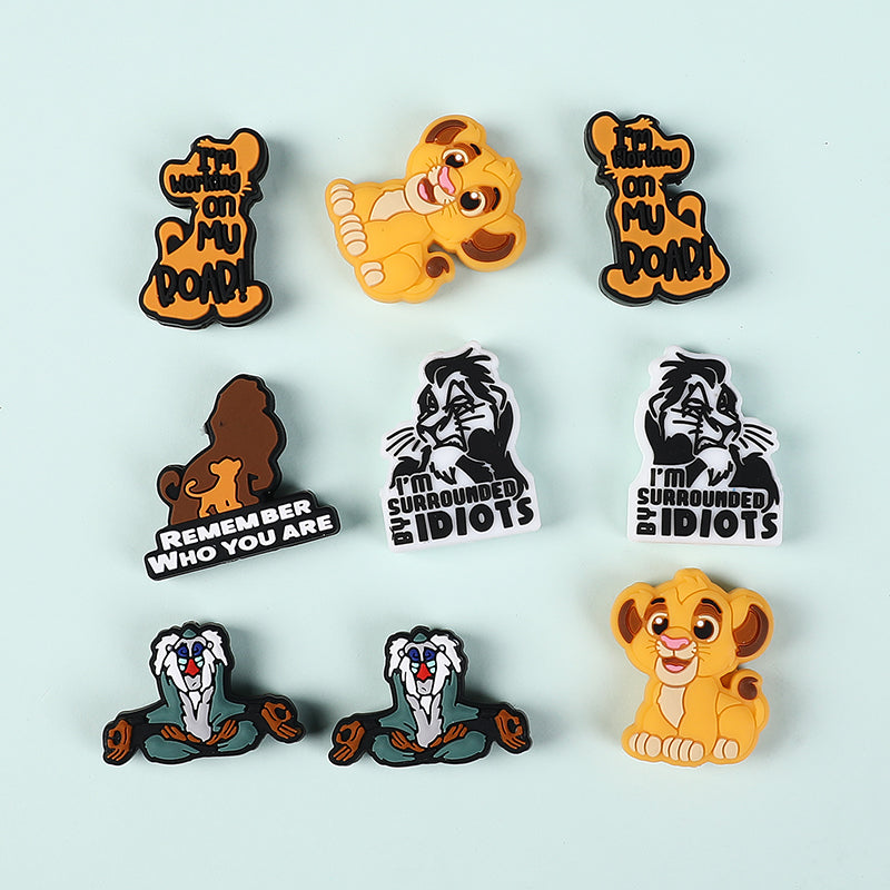 20Pcs Silicone Focal Beads Young Lion with Text Decorations 5