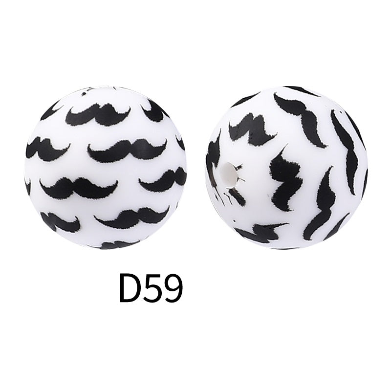 50pcs 15mm Rhombus Printed Silicone Beads Colorful Design 24
