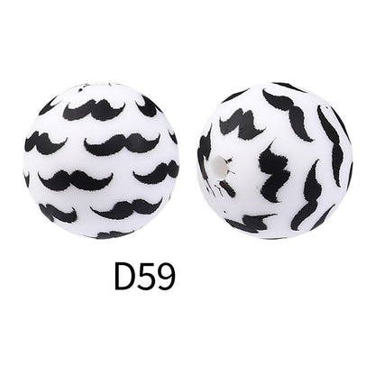 50pcs 15mm Rhombus Printed Silicone Beads Colorful Design 24