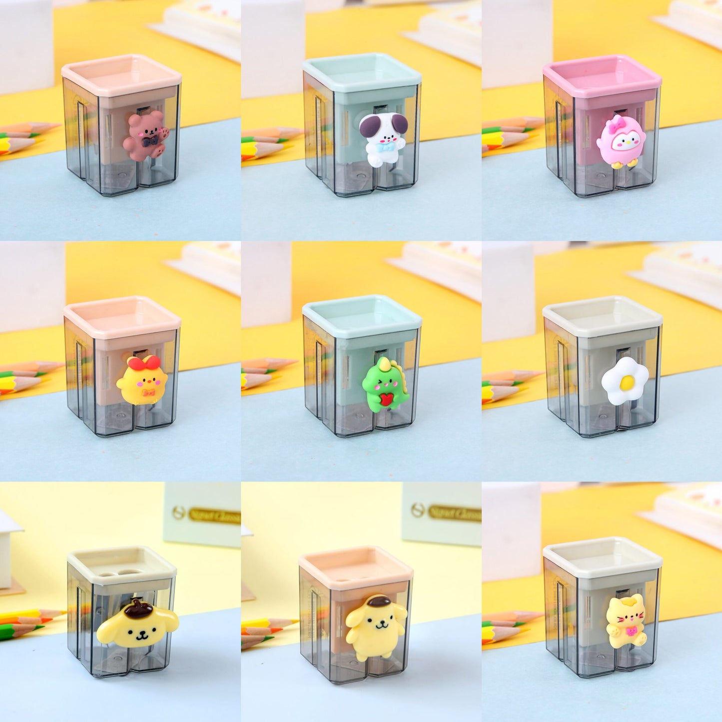 Cartoon Double Hole Manual Pencil Sharpener Plastic 4.8x4x4cm