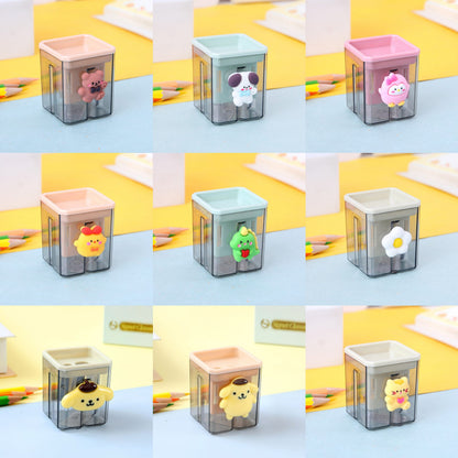 Cartoon Double Hole Manual Pencil Sharpener Plastic 4.8x4x4cm