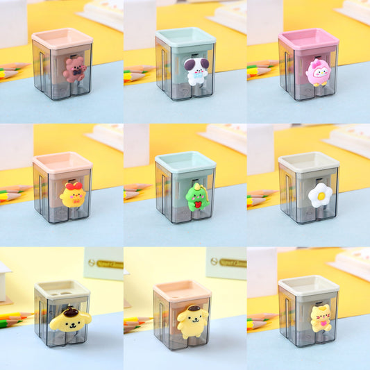 Cartoon Double Hole Manual Pencil Sharpener Plastic 4.8x4x4cm