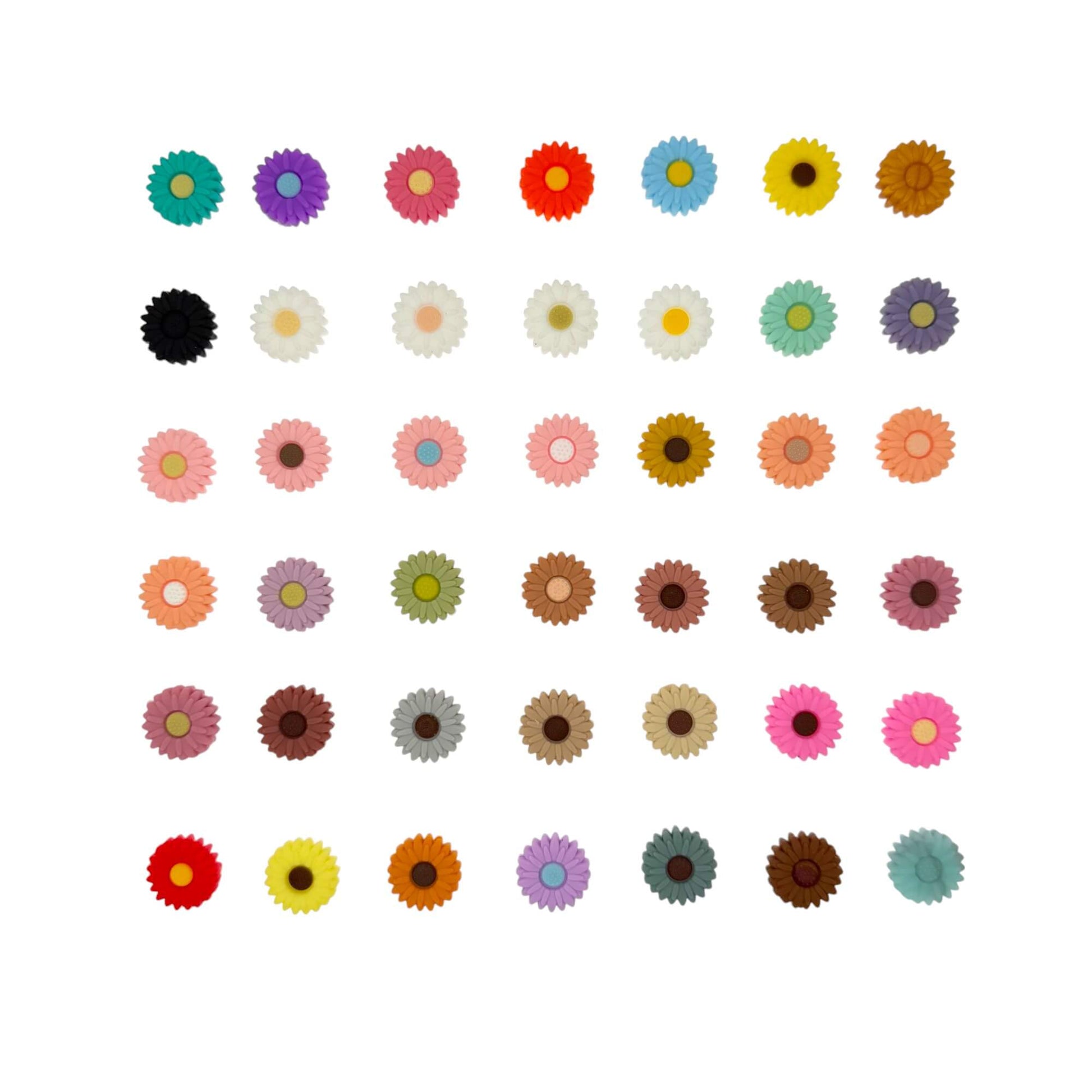 20Pcs Silicone Focal Beads Daisy Sunflower Front Facing Design
