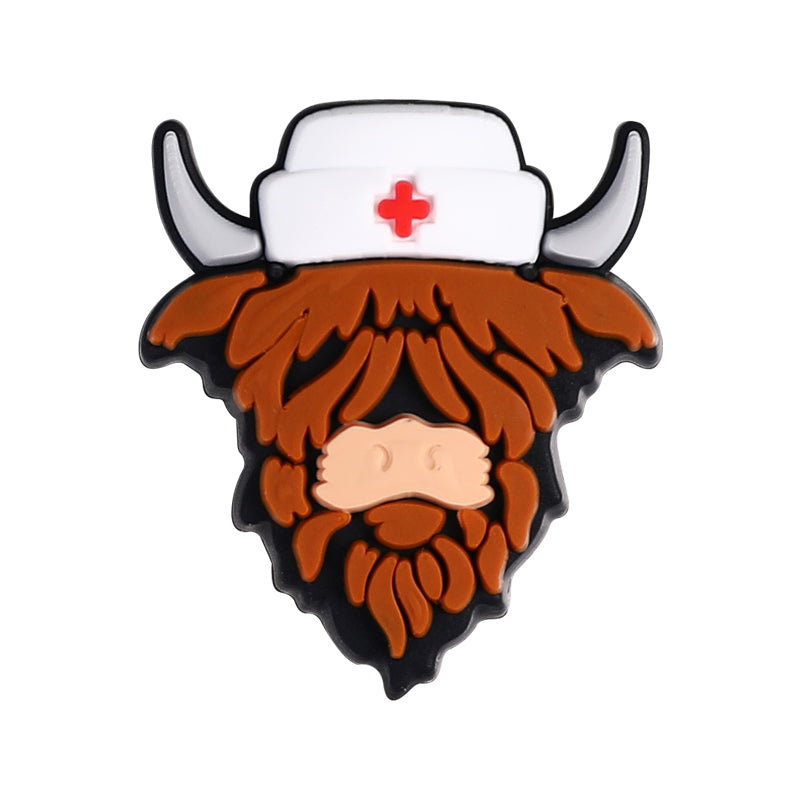 Silicone Focal Beads Seven Professions Highland Cattle Front Facing 18