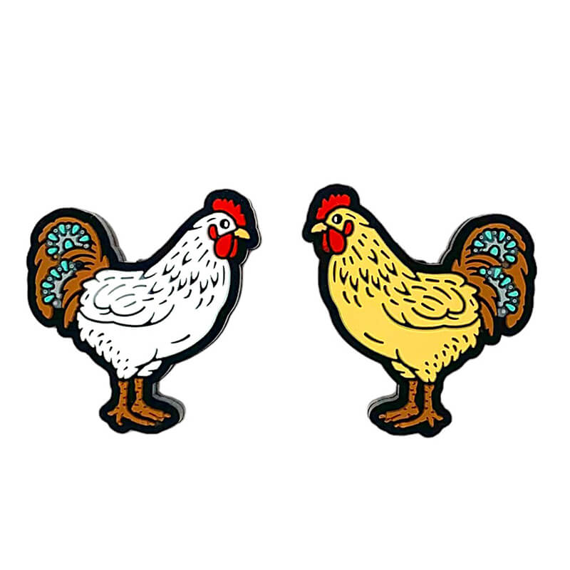 Silicone Focal Beads Chicken with Turquoise Tail Feather Detail