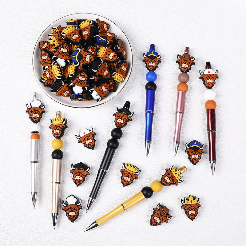 Silicone Focal Beads Seven Professions Highland Cattle Front Facing 11