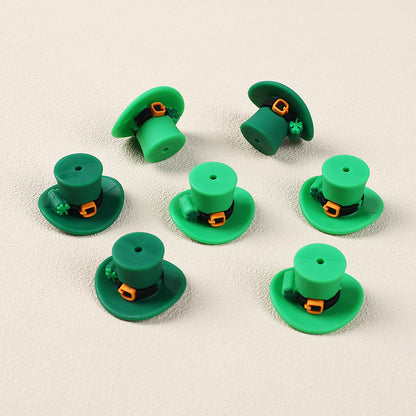 Silicone 3D Focal Beads St Patrick Day Green Lucky Cap With Clover Detail 3