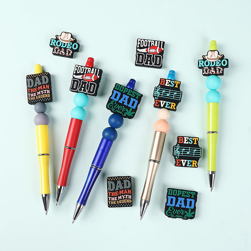 Silicone Focal Beads Dad Theme Text and Icon Design 9