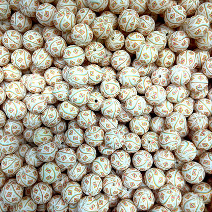 50pcs 15mm Printed Grids Silicone Beads Multi Color Pattern 3