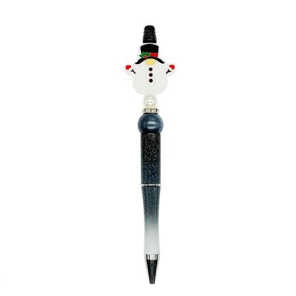 20pcs Silicone Focal Beads Snowman Wearing Hat Front Facing 3
