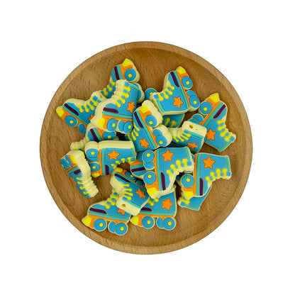 20pcs Silicone Focal Beads Skating Shoes Blue Star Design 2