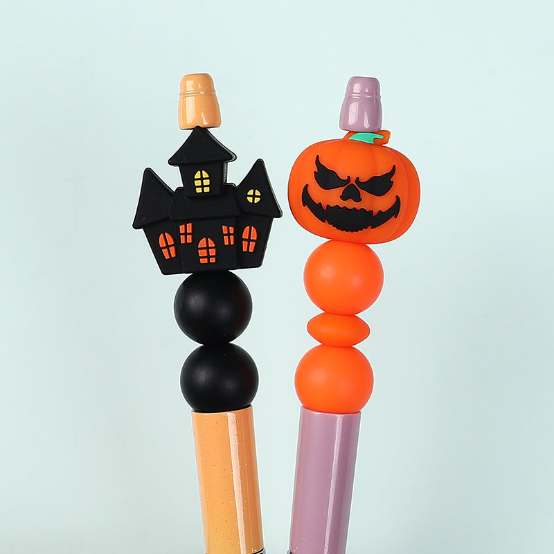 20Pcs Silicone 3D Focal Beads Halloween Theme Bat Ghost Haunted House 8