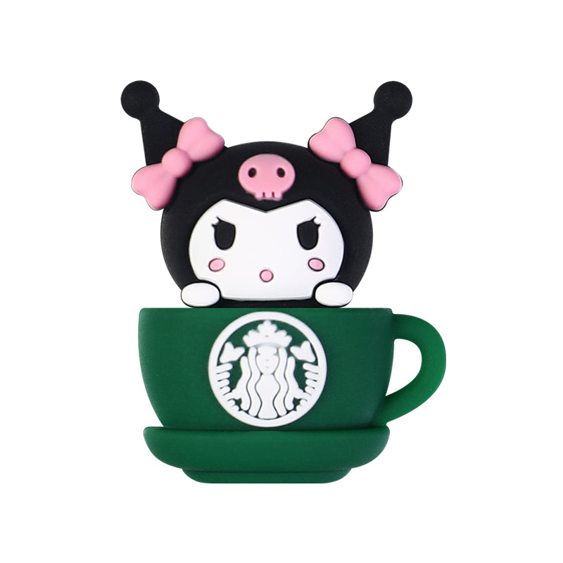 20Pcs Silicone 3D Focal Beads Coffee Cup with Cartoon Animal Faces 14