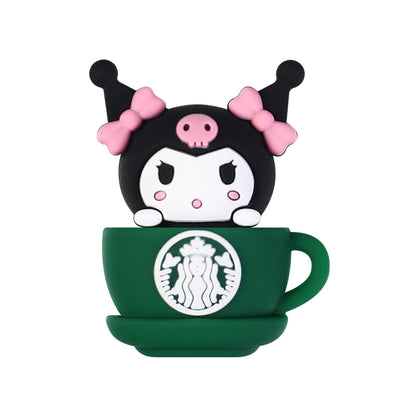 20Pcs Silicone 3D Focal Beads Coffee Cup with Cartoon Animal Faces 14