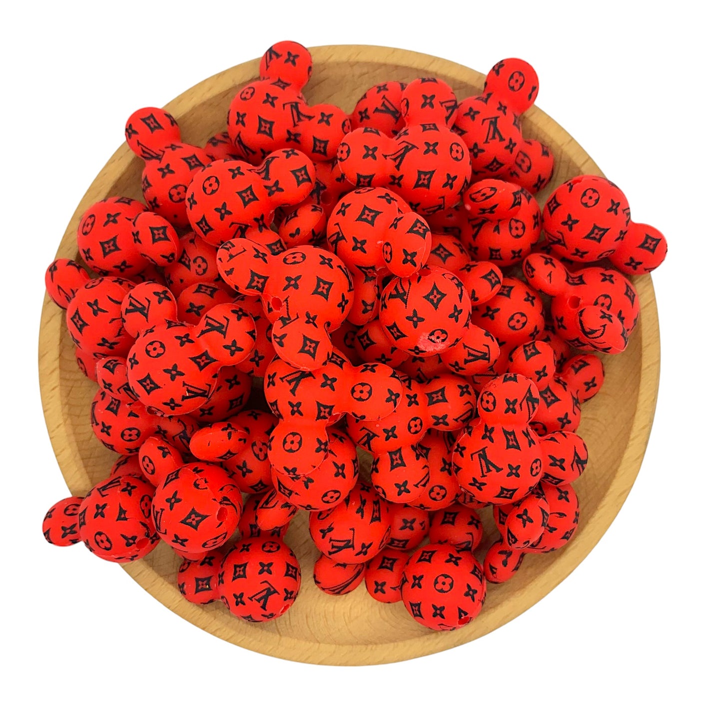 20pcs Mickey Printed LV Silicone Focal Beads 7