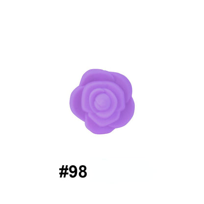 50pcs Silicone Focal Beads Rose Flower Double-Sided Design 38