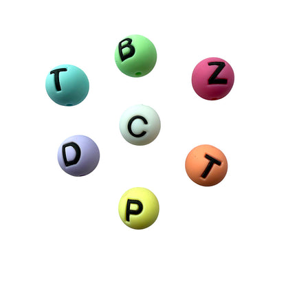 26pcs 15mm Silicone Letter Beads Alphabet A-Z Multi Color