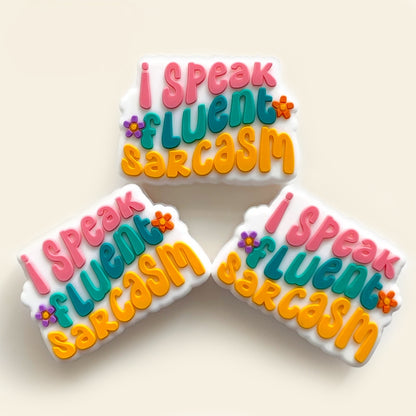 20Pcs Silicone Focal Beads I Speak Fluent Sarcasm With Printed Text