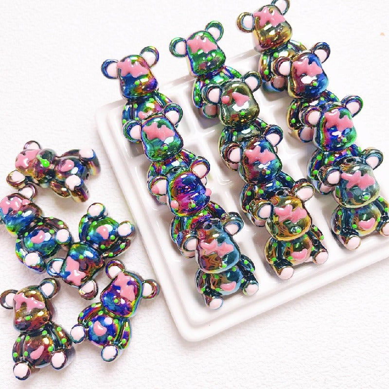 5pcs 22x32mm Light In the Dark Little Bear Acrylic Beads Glow in Dark 10